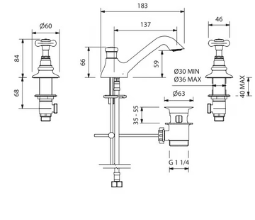 JAMES - 3 hole washbasin tap with individual rosettes by Park Avenue - view 3